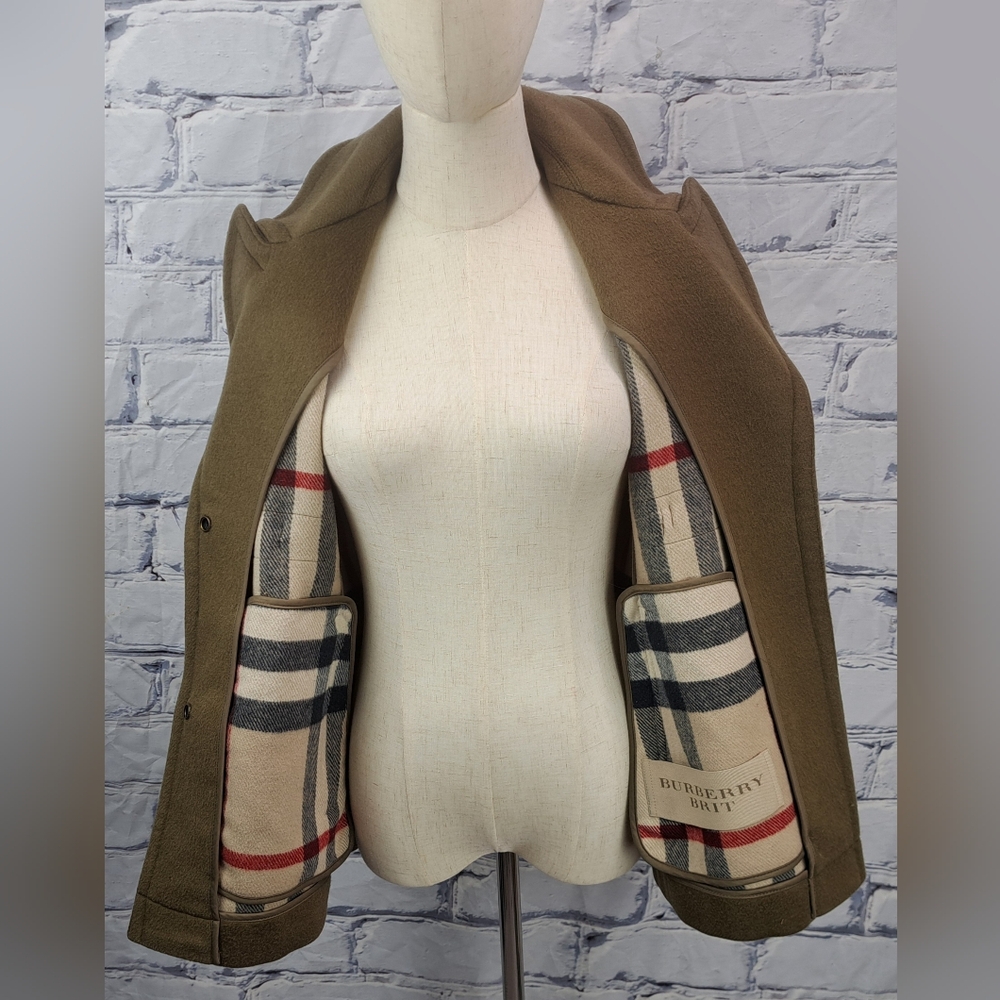 Burberry Women's Pea Coat Winter Jacket Wool Toggle Duffle Double Breasted 2 US - Picture 15 of 16